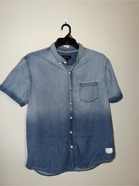 Adam Levine Collection Blue Ombre Short-Sleeve Button-Down Shirt